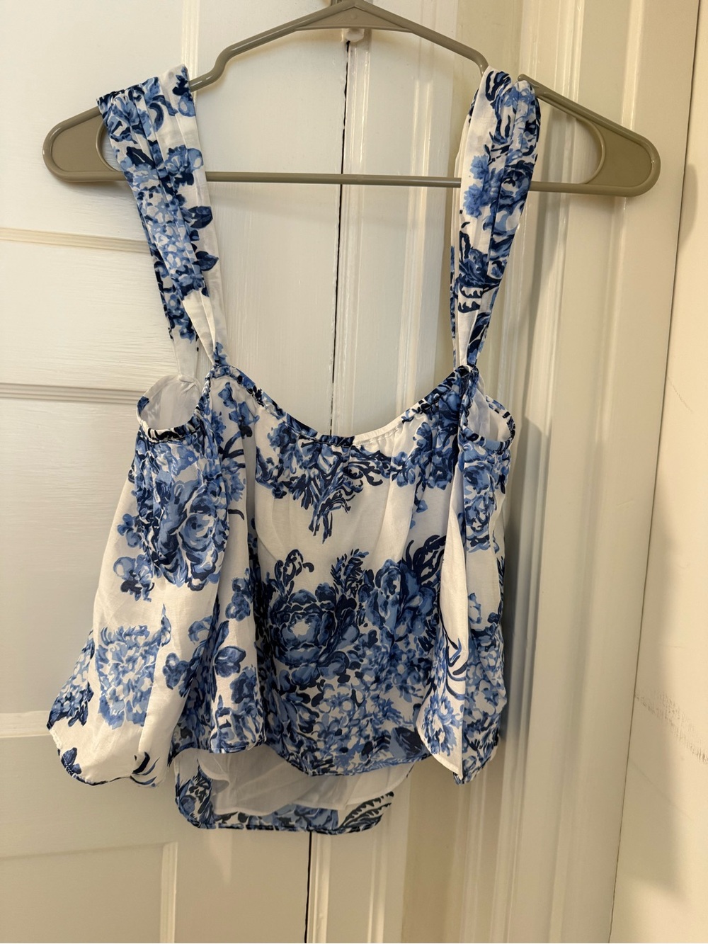 cinq a sept White and Blue Floral Camisole